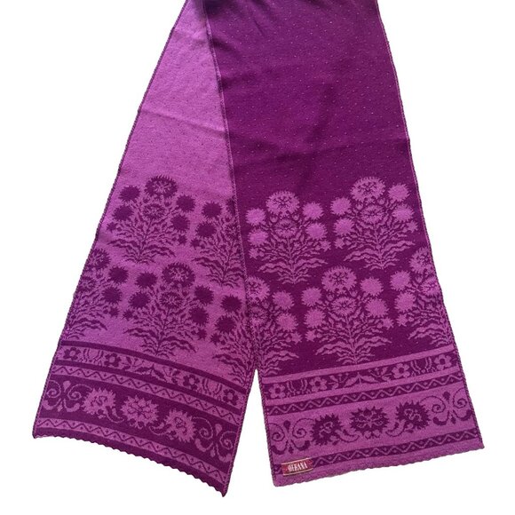 Oleana Silk Merino Wool Floral Jacquard Purple Alhambra Scarf - Picture 1 of 9